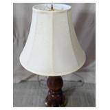 (1) Wooden Table Lamp w/ Fabric Shade