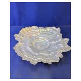 Large Iridescent Art Glass Ruffled Ripple Platter