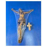 Bronze-Toned Metal Corpus & Marble Cross Set