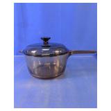 Visions Amber Brown Glass Saucepan with Lid