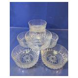 Set of 5 Pressed Glass Starburst Small Bowls