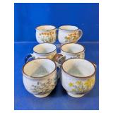 Set of 6 Floral Speckled Ceramic Mugs
