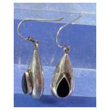 Sterling Silver 925 Black Onyx Teardrop Earrings