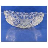 Frosted Floral Pressed Glass Oval Serving Bowl