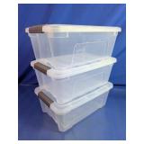 (3)IRIS USA Clear Stackable Storage Totes Trio