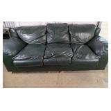 Hunter Green Three-Seat Leather Sofa
