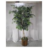 (1) Artificial Potted Tree with Woven Planter