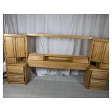 (1) Wooden Bedroom Headboard Storage Unit