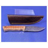 Pattern-Welded Damascus Steel Fixed Blade Knife
