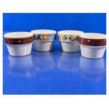 Set of 4 Holiday Pattern Ramekins/Custard Cups