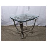 Glass Top Metal Accent Side Table