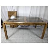 (1) Wood & Glass Top Dining Table