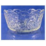 Pressed Glass Scalloped Bird & Heart Bowl