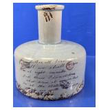 Scripted Blue Crackle Glaze Ceramic Vase