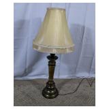 Table Lamp With Fabric Shade Brass Tone