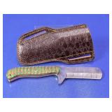 Damascus Steel Cleaver Knife & Leather Sheath