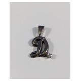 (1) Script "D" Pendant with Clear Stone