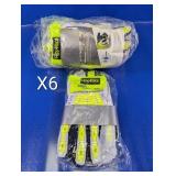 (6) HexArmor Cut-Resistant Work Gloves