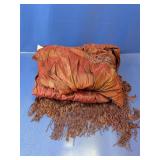 (6) Crinkled Fringe Scarves Earth Tones