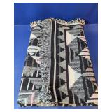(1) Geometric Woven Throw Blanket w/ Fringe