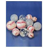 (12)Sparkling Winter & Peppermint Ornament Lot