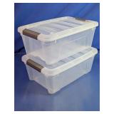 (2)Large Clear Plastic Storage Bins w/ Lids