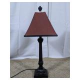 Black Table Lamp With Red Fabric Shade