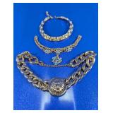 (3) Assorted Gold-Tone Bracelet Lot