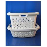 (2) White Plastic Storage Baskets