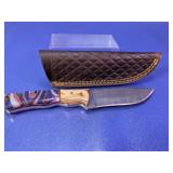 Custom Damascus Knife with Multi-Material Handle