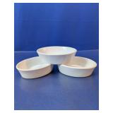 (3)White Ceramic Oval Ramekins Trio