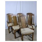 (6) Wooden Dining Chairs with Woven Backs
