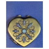 Orchid Brass Heart Compact Mirror