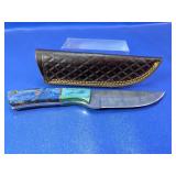 Custom Damascus Steel Hunting Knife & Sheath