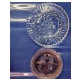 (2)Vintage Pink & Clear Glass Plate Duo