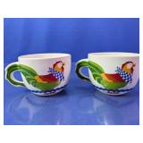 (2)Colorful Rooster Soup Mugs