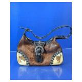 Leather Cowhide Accent Shoulder Handbag