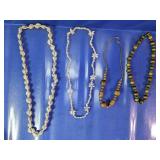 (4)Shell & Wood Beaded Necklace Collection