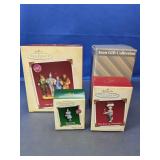 (4)Hallmark Ornaments & Avon Santa Candle Lot