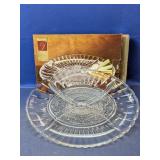 (2)Crystal Clear "Trellis" Glass Relish Dish Duo