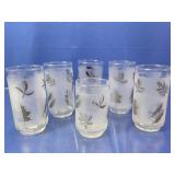 (6)Vintage Frosted Leaf Drinking Glasses Set