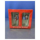 (4)Betty Boop 16 fl oz Pint Glasses Set