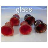 (5)Ruby Red Glass Votive Candle Peg Holders Lot