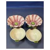 (4)Ceramic Floral and Onion Bowl Set
