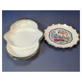 (2)Vintage Las Vegas Plate & Milk Glass Dish Duo