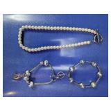 Bracelet Trio: Pearls, Charms, and Glass