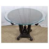 (1) Round Glass Top Accent Table