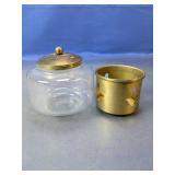 (2)Vintage Brass & Glass Potpourri Jar Duo
