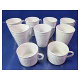 White Ribbed Ceramic Mugs and Cups Lot