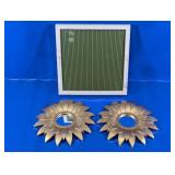 (3) Decorative Letter Board & Sunburst Mirrors Set